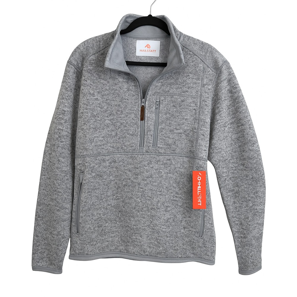 Hallstatt Men's Gray 1/4 Zip Fleece Pullover Jacket Chest Zip Pocket NWT Size XL